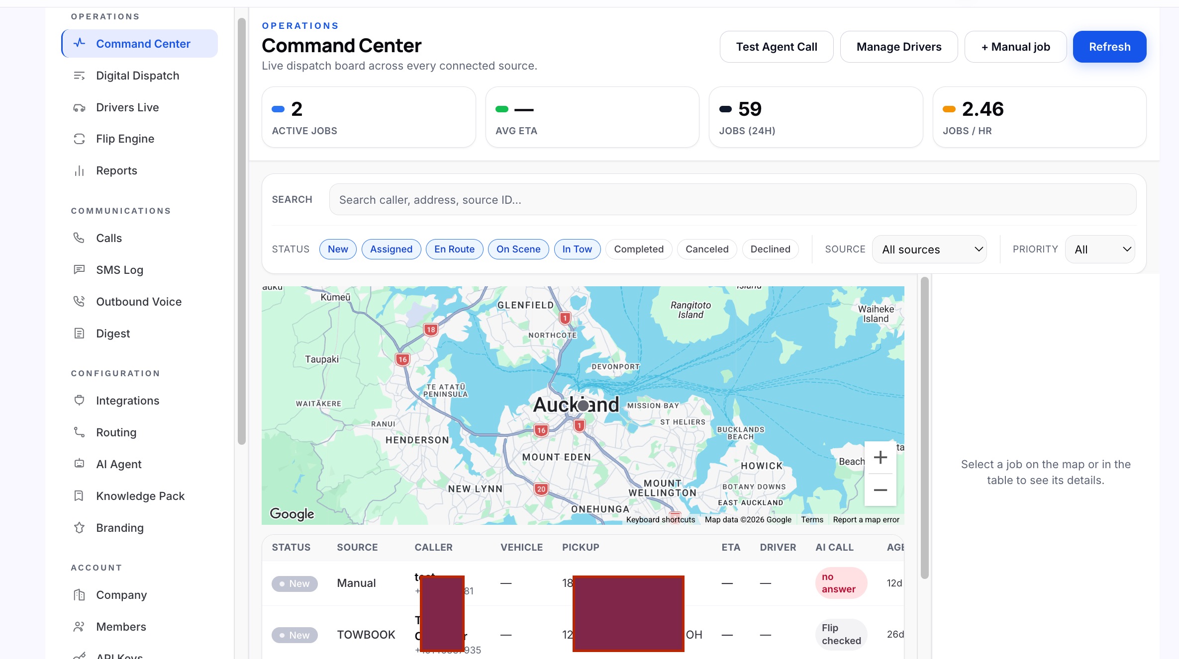 AI voice agent command dashboard